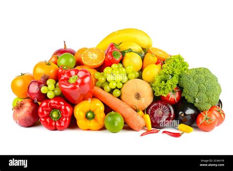 Big Collection Delicious Wholesome Fruits And Vegetables Isolated On