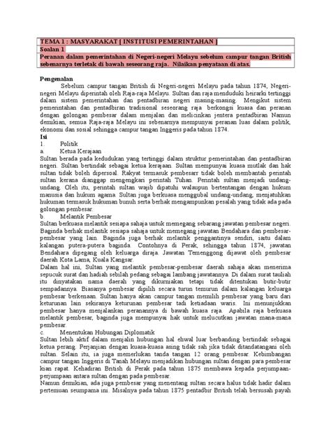 Contoh Jawapan Esei Sejarah