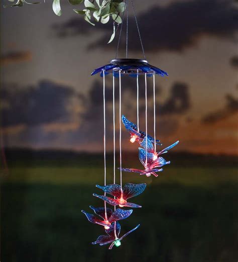 Plow And Hearth Color Changing Solar Mobile With Butterflies