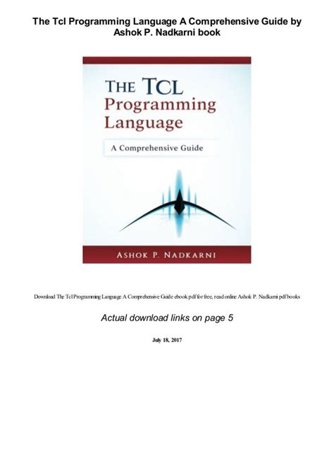 The Tcl Programming Language A Comprehensive Guide By Ashok P Nadkar
