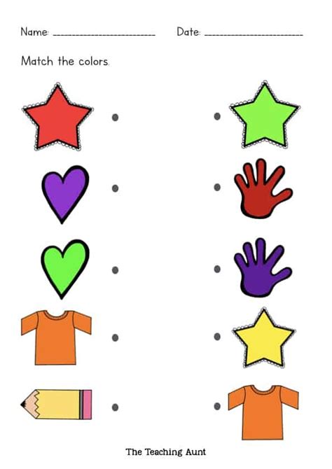 Free Matching Colors Worksheets The Teaching Aunt Preschool Worksheets Color Worksheets