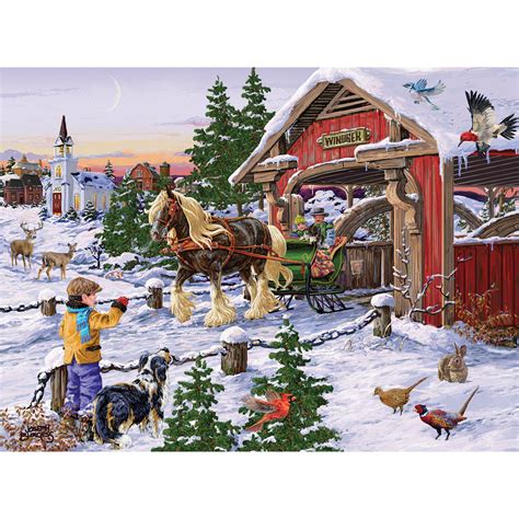 Winter Sleigh Ride 1000 Piece Jigsaw Puzzle Bits And Pieces