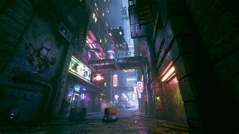 Cyberpunk City Alley Unreal Engine 4 Michal Baca On Artstation At