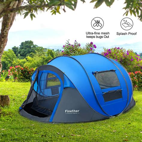 Camping Tents 5 Person Pop Up Tent Easy Up Instant Setup Ventilated 2