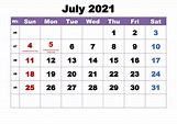 Editable July 2021 Calendar Printable Template 1 Calendar Printables ...