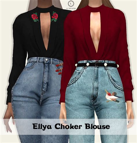 Sims4sisters — Lumysims Ellya Choker Blouse 30 Swatches