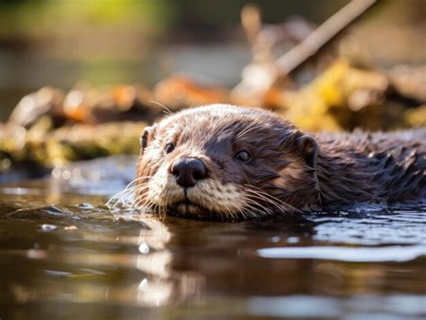 Premium Ai Image An Otter Swimming In The Water