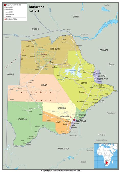 Free Printable Labeled And Blank Map Of Botswana In Pdf