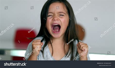 Upset Little Girl Yelling Feeling Angry Stock Photo 2039682683