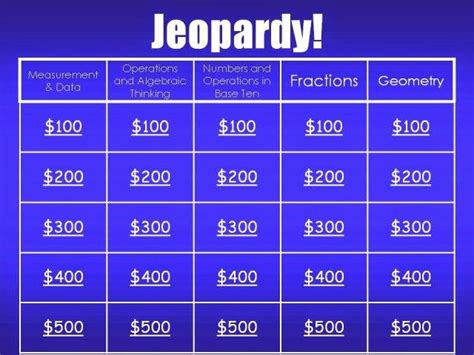 2nd Grade Math Jeopardy Hugh Shaffers 2nd Grade Math Worksheets