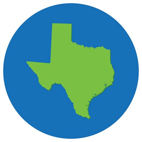 Texas State Map In Globe Shape Green With Blue Round Circle Color Map