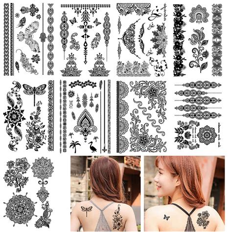 Buy Henna Tattoo Stickers Black Lace Tattoo Waterproof Henna Temporary