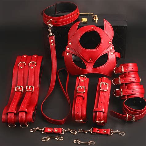 thierry bdsm bondage restraint kits handcuffs collar wrist ankle leg thigh cuffs waist belt mask