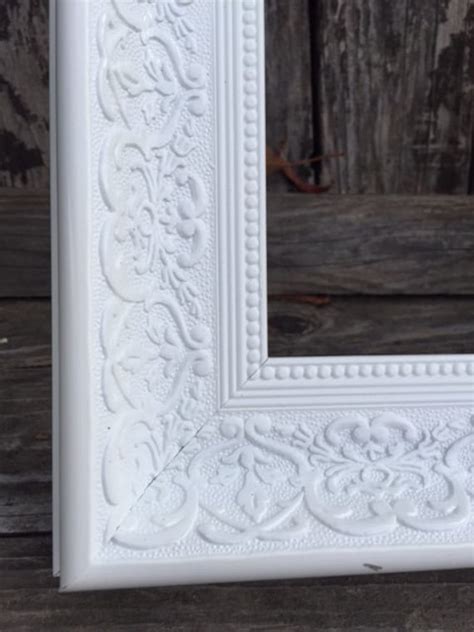 Ornate Picture Frame 11x14 White Shabby Chic Distressed Glass And