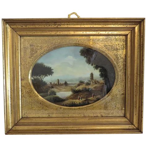 Antique Landscape Painting Oil On Copper Early 19th Century Antique