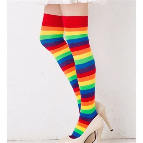 Dustyposh Accessories Rainbow Striped Over The Knee Socks Thigh High Otk Poshmark