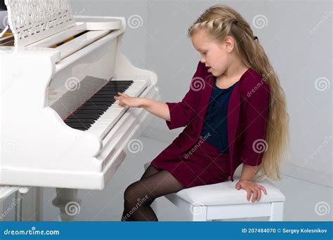 Smiling Girl Playing Grand Piano Stock Photo Image Of Childhood Home