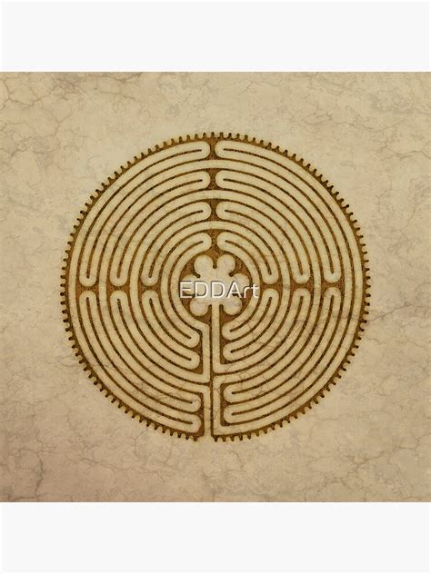 Symbol Chartres Labyrinth Metal Antique Grunge Style Canvas Print For