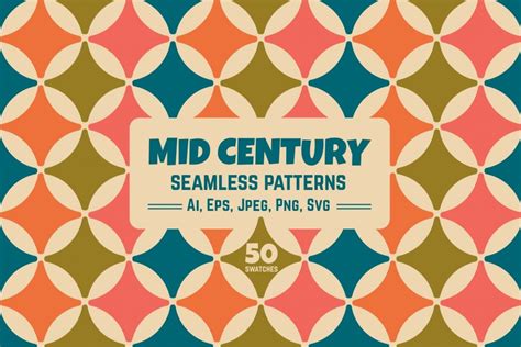 Mid Century Modern Seamless Patterns Design Cuts