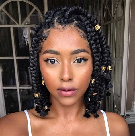 Rather than creating a quick ponytail, why not make it better with this cute braid style. 43 Cute Medium Box Braids You Need to Try | StayGlam
