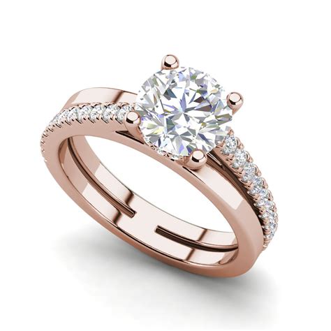 Pave Set 25 Carat Si1f Round Cut Diamond Engagement Ring Rose Gold Ebay