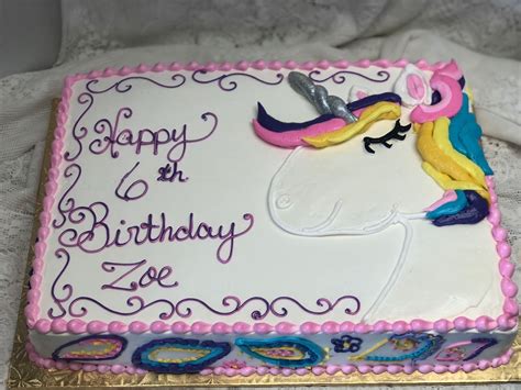My granddaughter has requested a unicorn cake for her birthday (age 5) and i'm looking forward to trying yours! Unicorn Sheet Cake - Mueller's Bakery | Birthday cake kids, Cake, Sheet cake