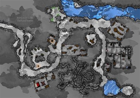 Bandits Lair D D Battle Map Cave Water Cartes