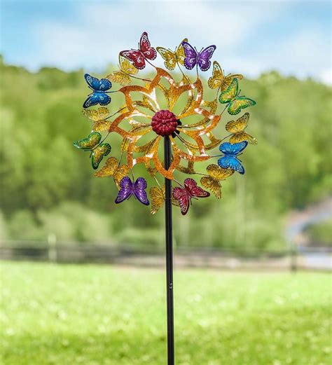 Colorful Metal Butterfly Wind Spinner Plow And Hearth
