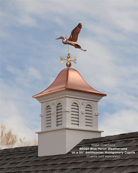 Blue Heron Weathervane With Roof Mount Pure Copper By Good Etsy