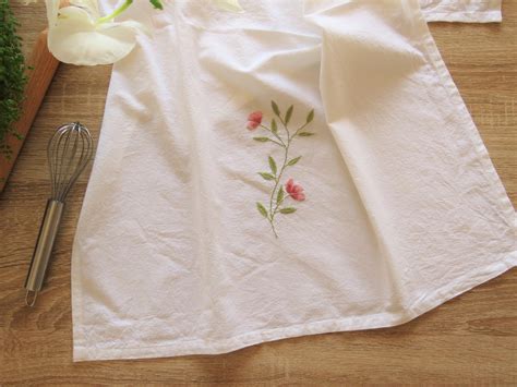 Hand Embroidered 100 Organic Cotton Tea Towel Kitchen Towel Etsy Uk