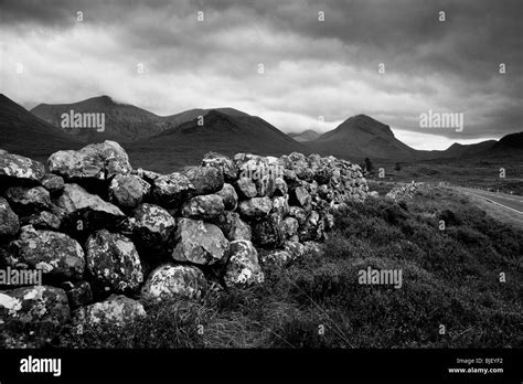 Dry Stone Wall And The Cuillin Mountains Sligachan Isle Of Skye