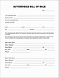 Free Printable Vehicle Bill of Sale Template Form (GENERIC)