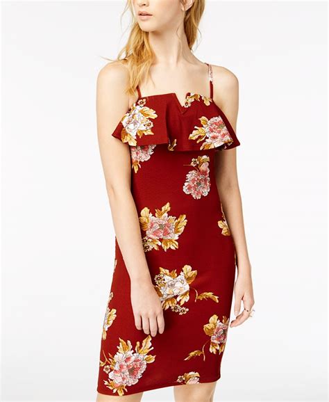 Almost Famous Juniors Floral Print Flounce Dress And Reviews Dresses