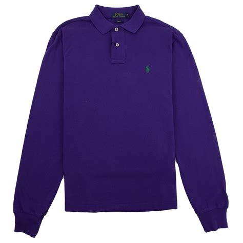 Polo Ralph Lauren Slim Fit Long Sleeve Polo Shirt Purple Onu
