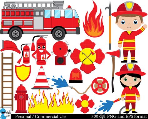 Firefighters Set Clipart Digital Clip Art Graphics Personal Etsy
