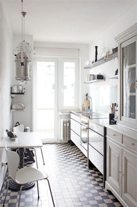 This storage hack is a bit more involved to implement, but if your kitchen cabinets are just too full, adding hidden drawers to your toe kick areas maximizes cabinet space and is the perfect solution for storing flat or rarely used. 31 Stylish And Functional Super Narrow Kitchen Design ...