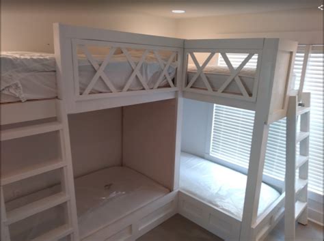 Seaside Twin L Quad Bunk Beds Thestocktonmill Corner Bunk Beds