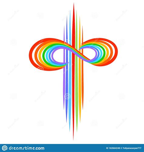 Rainbow Cross With Infinity Symbol Colorful Pattern On A White