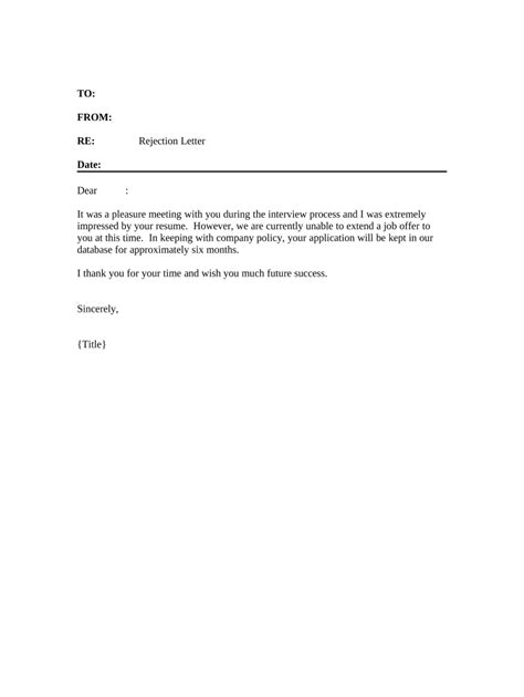 Rejection Letter Interviewed Applicants Form Fill Out And Sign