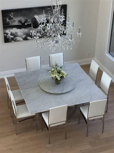 Our modern tables come in a variety of shapes and finishes for any home. Dining Square Table White Marble Steel Italian ...