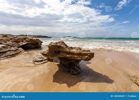 Beautiful Eroded Rock Formations On Ocean Coastline Stock Image