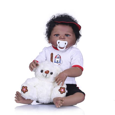 Alive African American Boy Baby Reborn Doll Full Body Silicone Black