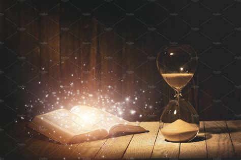 Hourglass And Holy Bible Stock Photos ~ Creative Market