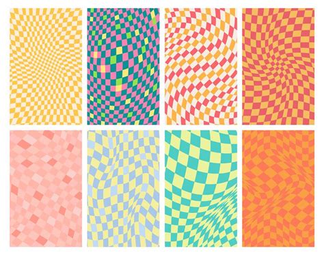 Groovy Grid Wavy Psychedelic Background 70s Swirl Texture And Trippy