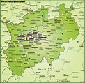 Karte von Nordrhein-Westfalen als Übersichtskarte in - Lizenzfreies ...