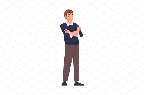 Young Smiling Man With Folded Arms Vector Graphics ~ Creative Market