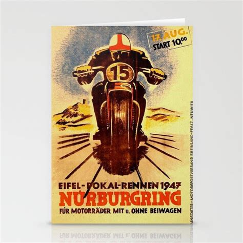Vintage Nurburgring Nordschleife Motorcycle Racing Poster Circa 1947