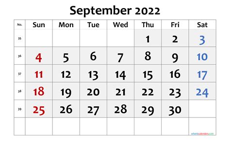September 2022 Calendar Printable Pics