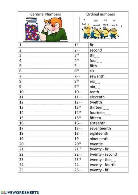The Cardinal Numbers Worksheet Is Shown With An Image Of Two Cartoon