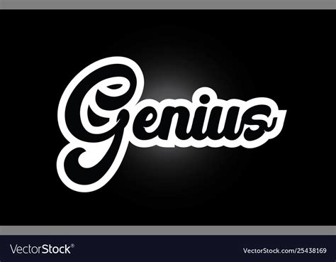 Black And White Genius Hand Written Word Text Vector Image